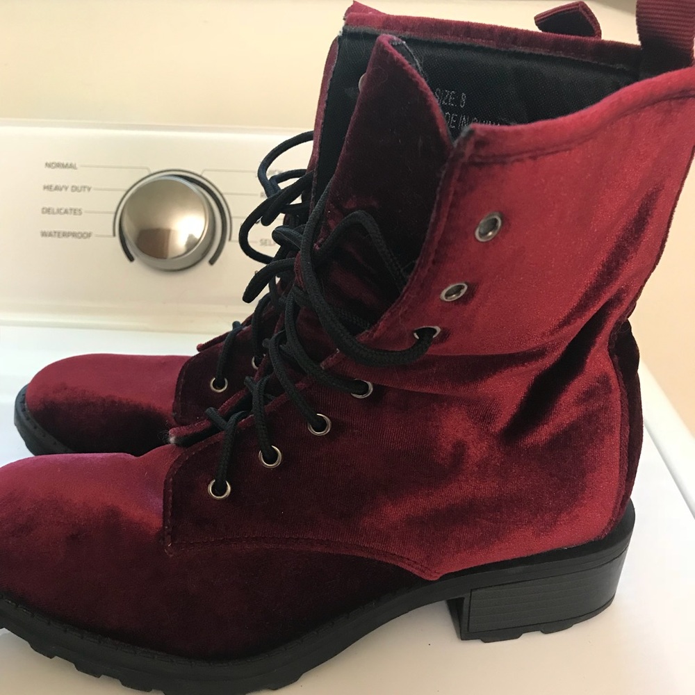 Red velvet boots
